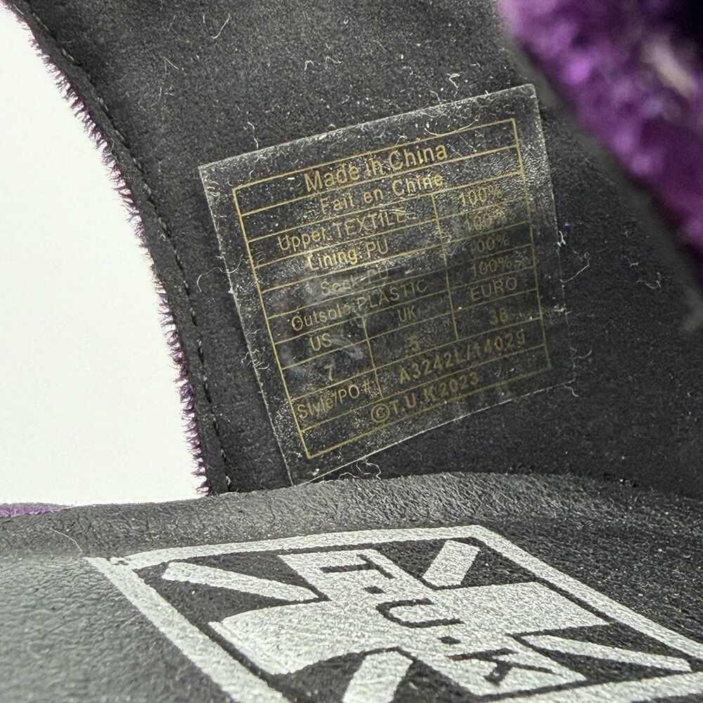 TUK Purple Velvet Wrapped Mary Jane Platform Shoes Women’s 7 Rockabilly Goth - Picture 11 of 11